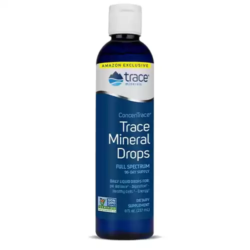 Amazon Only- Concentrace Trace Minerals Drops (8oz) #1 Trace Minerals Supplement - Balance, Hydration & Energy w/ Over 72 High Absorption Minerals