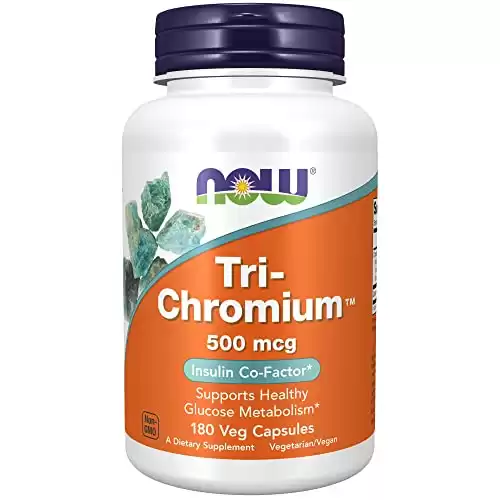 NOW Supplements, Tri-Chromium™ 500 mcg with Cinnamon, Insulin Co-Factor*, 180 Veg Capsules