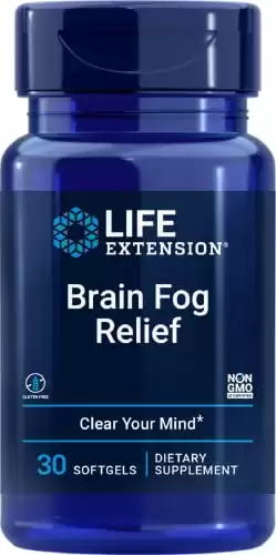 Life Extension Brain Fog Relief Caffeine-Free, Fast-Acting Nootropic Formula Helps Clear Your Mind – Gluten-Free, Non-GMO - 30 Softgels