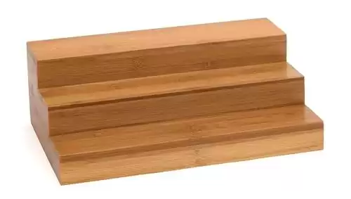 Bamboo Wood Expandable 3-Tier Step Shelf Kitchen Organizer, 12" x 7-7/8" x 4-1/4"