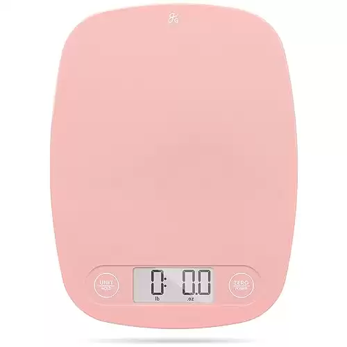 Greater Goods Blush Pink Food Scale - Digital Display Shows Weight in Grams, Ounces, Milliliters, and Pounds