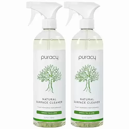 Puracy Streak-Free Surface Cleaner, Natural Household Cleaning Spray for Stainless Steel, Glass, Granite, Floors, Cars, 25 Fl Oz (2-Pack)