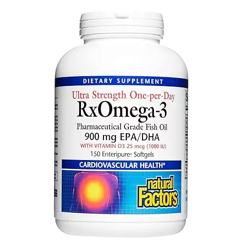 Natural Factors, Ultra Strength RxOmega-3 Fish Oil, DHA and EPA with Vitamin D3, 150 Softgels (150 Servings)