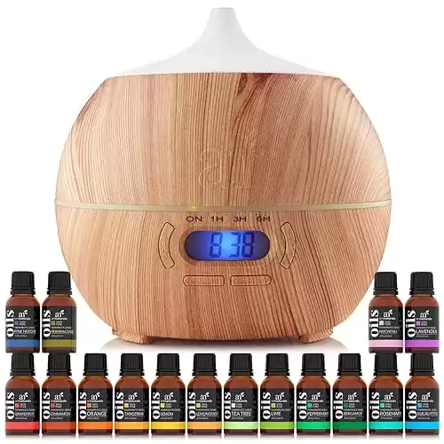Art Naturals-Essential Oil Diffuser and Top 16 Aromatherapy Oils Set for Anxiety, Relaxation, Stress Relief