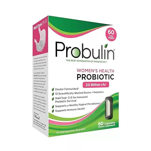 Probulin Women's Health Probiotic, 20 Billion CFU, 60 Capsules