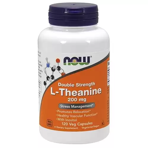 Now Supplements, L-Theanine 200 mg with Inositol, Stress Management, 120 Veg Capsules, Unflavored