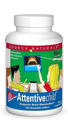 Source Naturals Attentive Child Chewable Wafers for Brain Metabolism Support - 120 Fruit Wafers