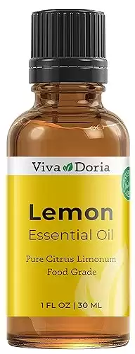 Viva Doria 100% Pure Lemon Essential Oil, Undiluted, Food Grade,  30 mL (1 Fl Oz)