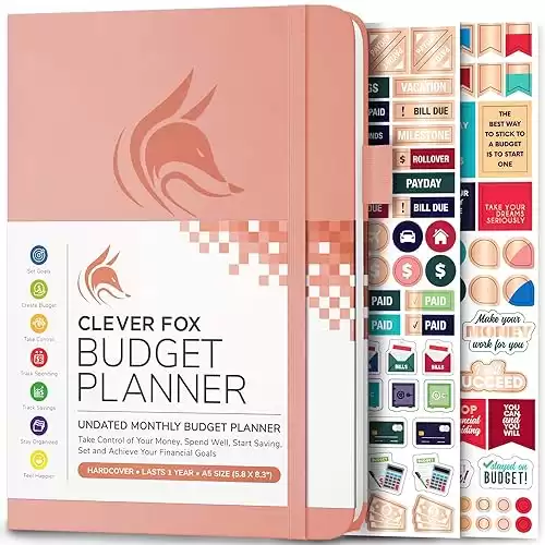 Clever Fox Budget Planner - Undated - Expense Tracker Notebook. Monthly Budgeting Journal, Finance Planner & Accounts Book to Take Control of Your Money. Start Anytime. A5 Size Peach Pink Hardcove...