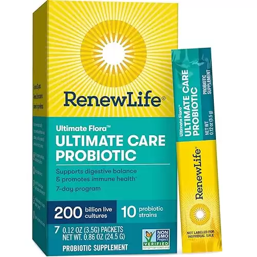Renew Life Adult Probiotic - Ultimate Flora Probiotic Extra Care, Probiotic Supplement - 200 billion - 7 Day Program, 7 Packets (Packaging May Vary)