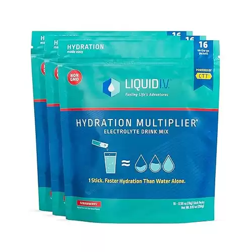 Liquid I.V. Hydration Multiplier - Strawberry - Hydration Powder Packets | Electrolyte Drink Mix | Non-GMO | 48 Sticks