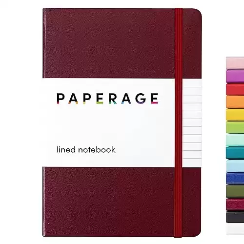 PAPERAGE Lined Journal Notebook, (Burgundy), 160 Pages, Medium 5.7 inches x 8 inches - 100 gsm Thick Paper, Hardcover