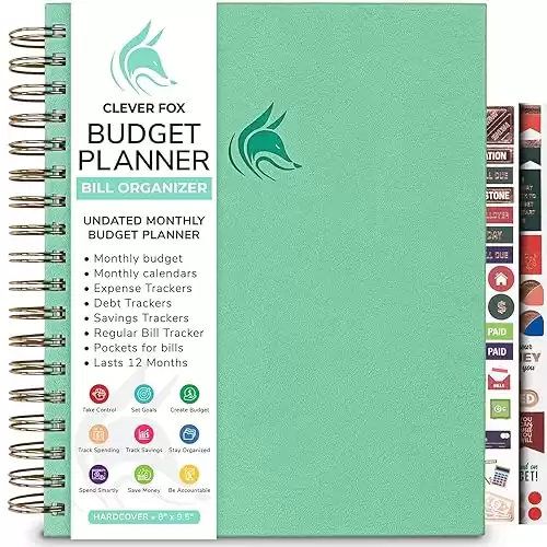 Clever Fox Budget Planner & Monthly Bill Organizer with Pockets. Expense Tracker Notebook, Large Size