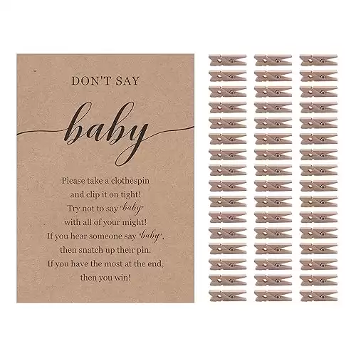 Don't Say Baby Game Baby Shower Clothespin Game Includes 48 Mini Natural Clothespins