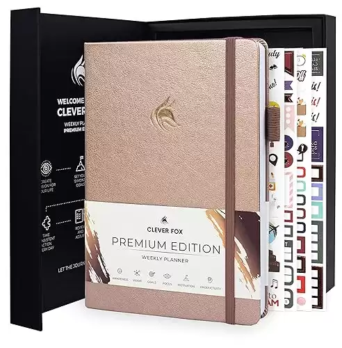 Clever Fox Planner Premium Edition – Undated Luxurious Weekly & Monthly PlannerLasts 1 Year, Rose Gold (Weekly)