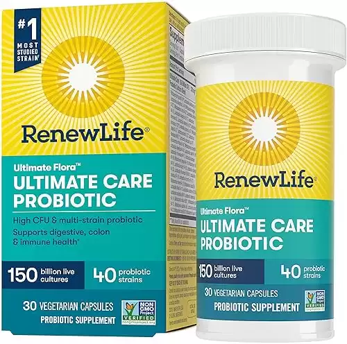 Renew Life Ultimate Flora Adult Ultimate Care Probiotic, 150 Billion, 30 Caps (Package May Vary)